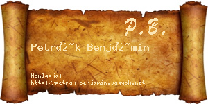Petrák Benjámin névjegykártya